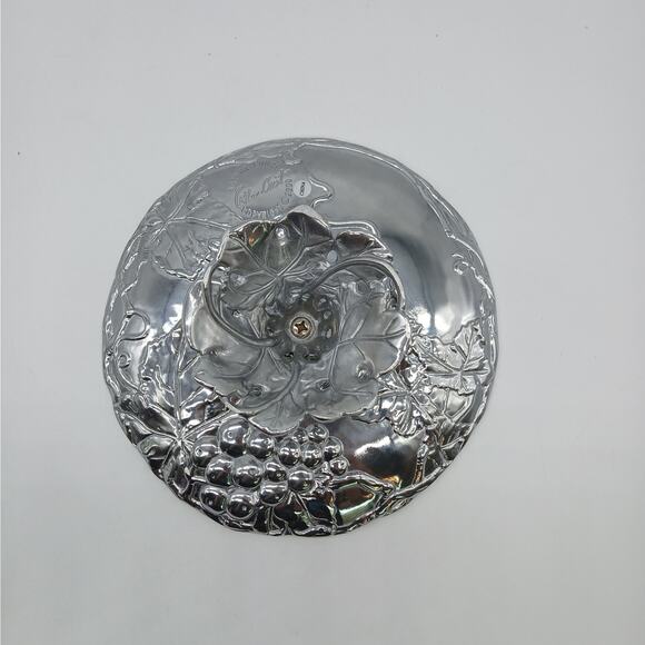 Arthur Court 2000 Grape 8" Pedestal Dessert/cheese Plate & Glass Dome Lid Silver - Picture 4 of 7